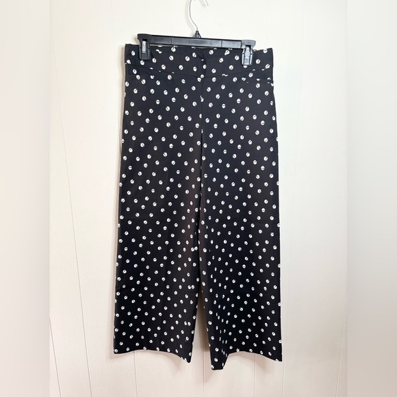 Chicos black patterned so slimming brigitte wide leg cropped pants polka dot 4r - Picture 5 of 8